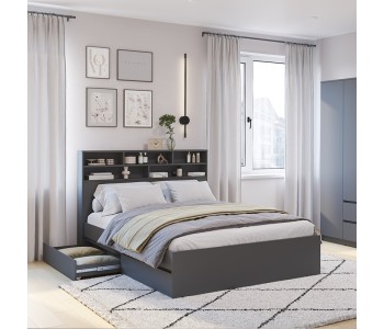 Кровать "Симпл-КР-12" 1.4 м. Графит (BTS)